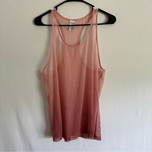 VICTORIA SECRET SPORT RACERBACK TANK TOP SHEER MESH PINK/PEACH OMBRE M